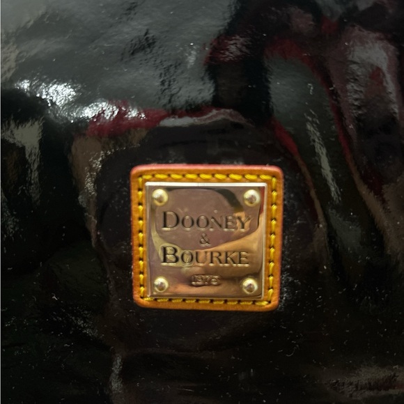 Dooney & Bourke Glossy Black Tote with Tan Accents - Picture 3 of 8